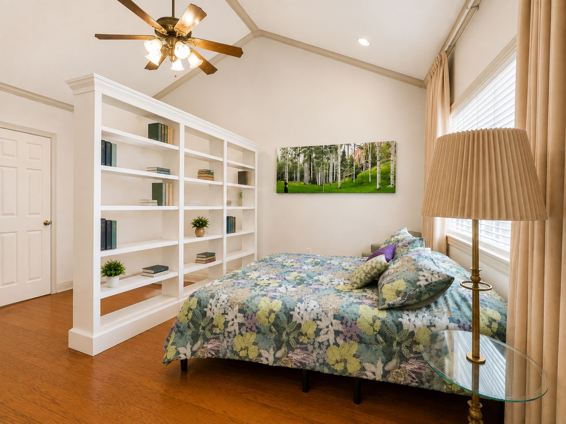 Large primary bedroom with vaulted ceiling Large primary bedroom with vaulted ceiling